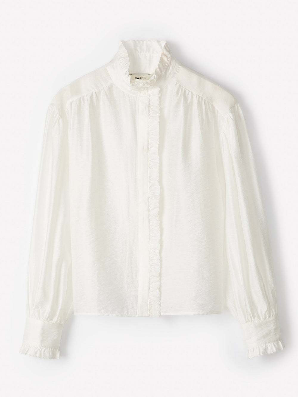 Long-Sleeve Crew-Neck Blouse with Ruffles rw&co Limited Time Discount