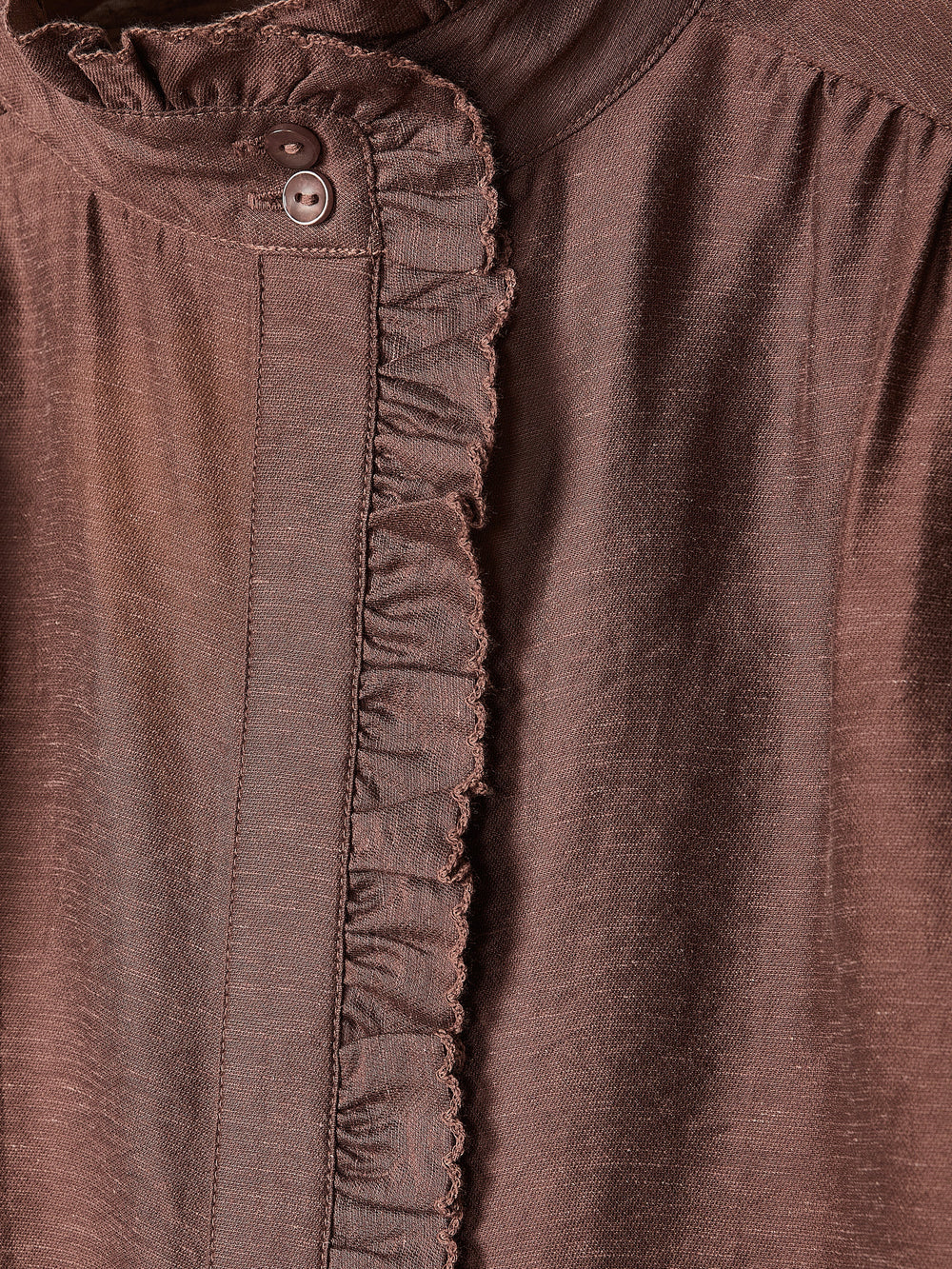 Long-Sleeve Crew-Neck Blouse with Ruffles rw&co Limited Time Discount