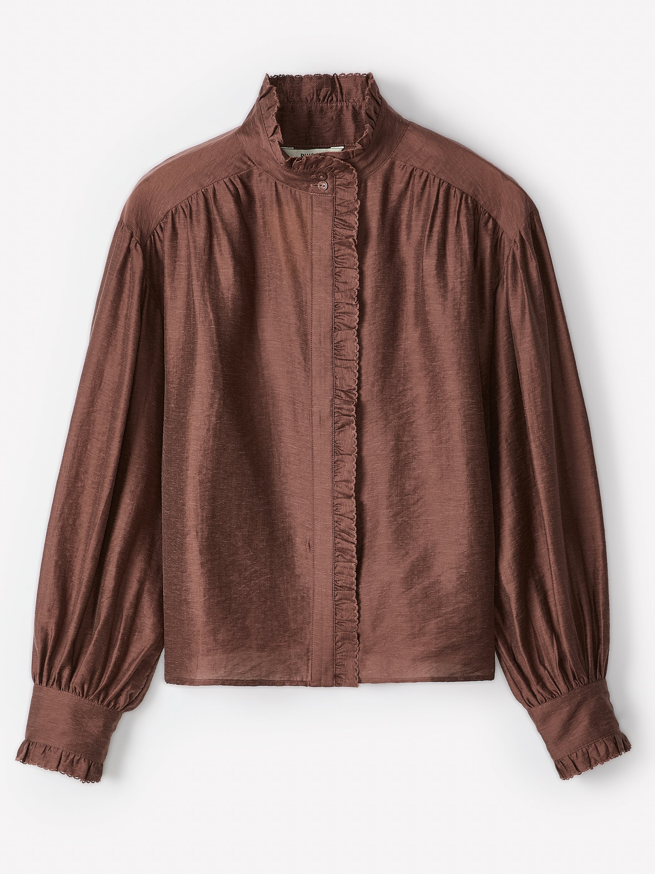 Long-Sleeve Crew-Neck Blouse with Ruffles rw&co Limited Time Discount