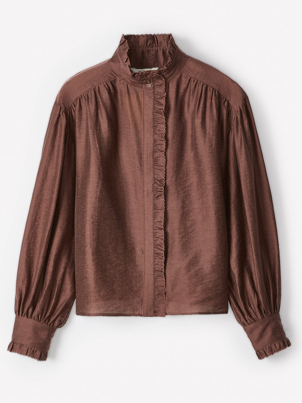 Long-Sleeve Crew-Neck Blouse with Ruffles rw&co Limited Time Discount