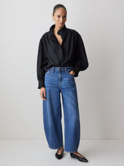 Long-Sleeve Crew-Neck Blouse with Ruffles rw&co Limited Time Discount