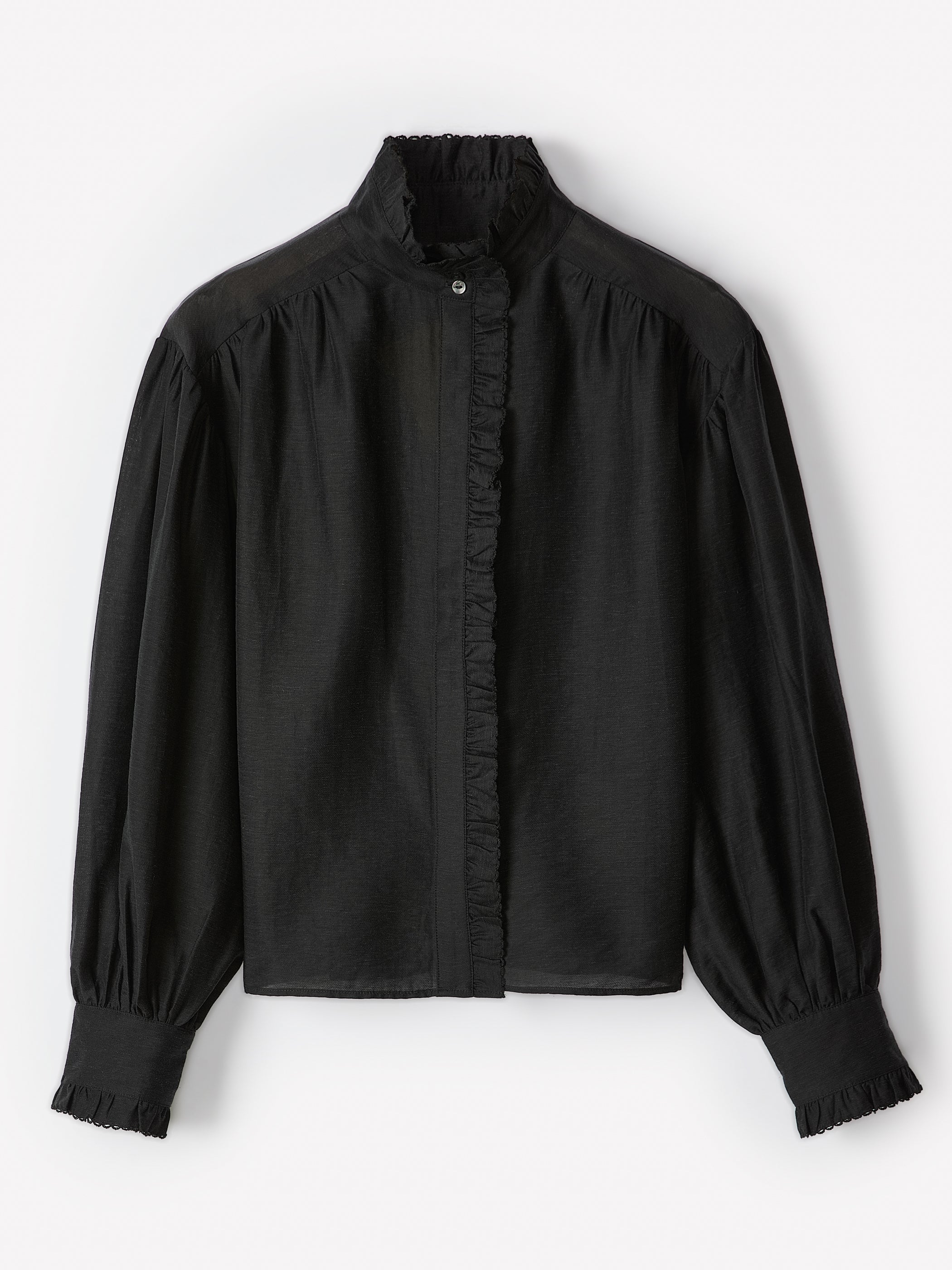 Long-Sleeve Crew-Neck Blouse with Ruffles rw&co Limited Time Discount