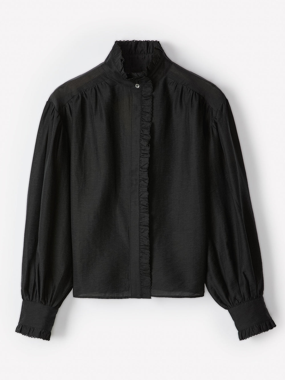 Long-Sleeve Crew-Neck Blouse with Ruffles rw&co Limited Time Discount