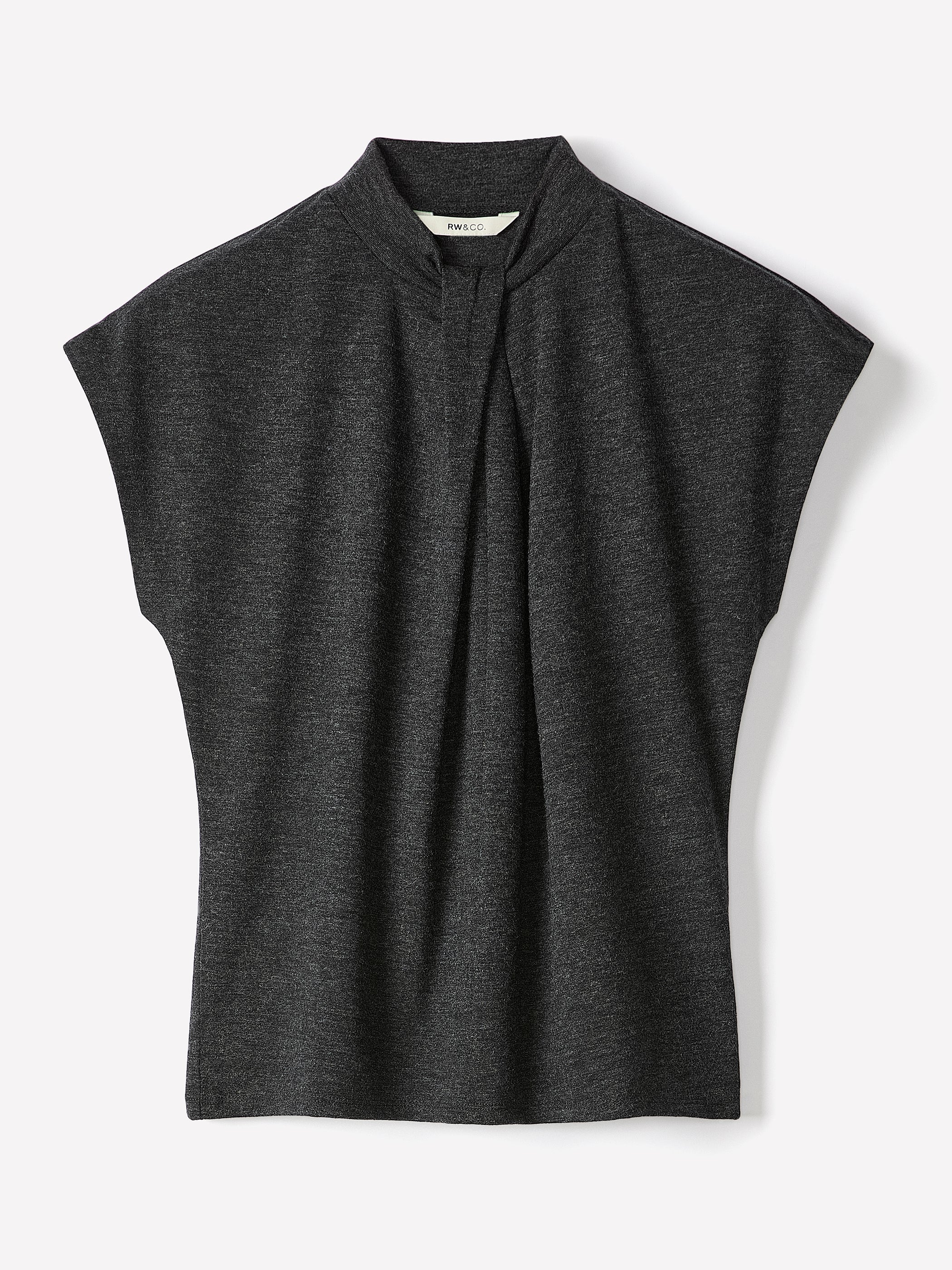 Extended-Sleeve Top with Twisted Draped Mock Neckline rw&co Special Offer