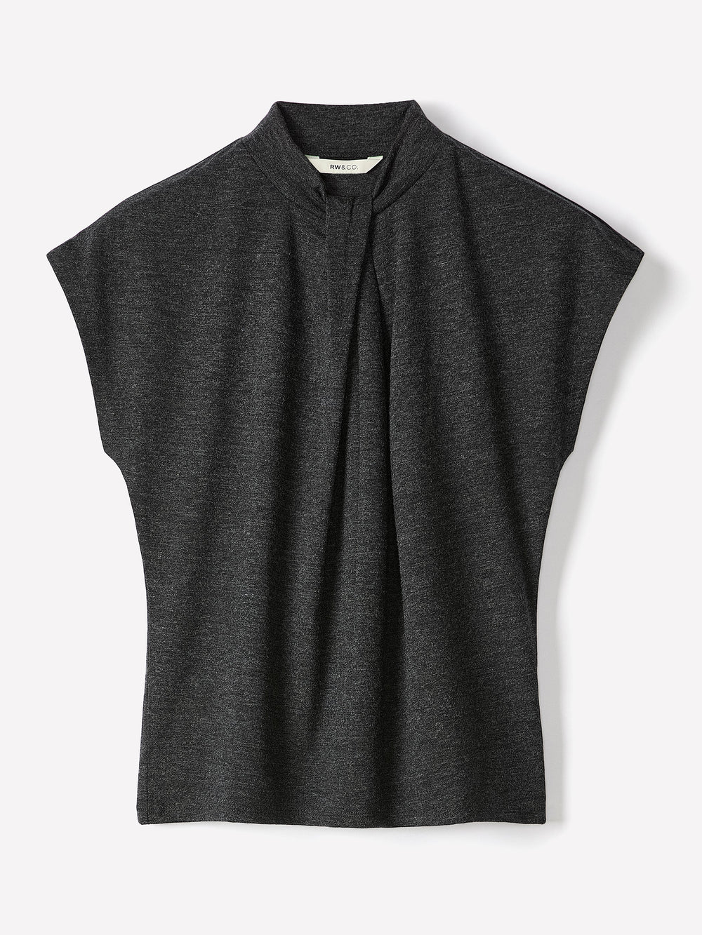 Extended-Sleeve Top with Twisted Draped Mock Neckline rw&co Special Offer