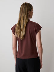 Extended-Sleeve Top with Twisted Draped Mock Neckline rw&co Special Offer
