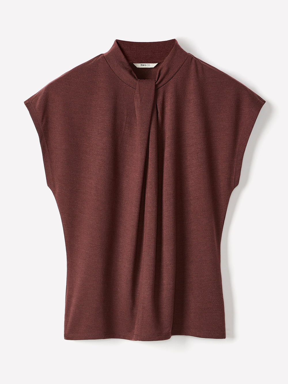Extended-Sleeve Top with Twisted Draped Mock Neckline rw&co Special Offer