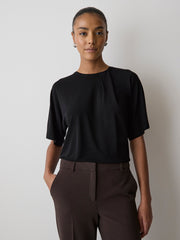 Short-Sleeve Crew-Neck Top with Pleated Detail rw&co On Sale