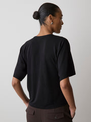 Short-Sleeve Crew-Neck Top with Pleated Detail rw&co On Sale