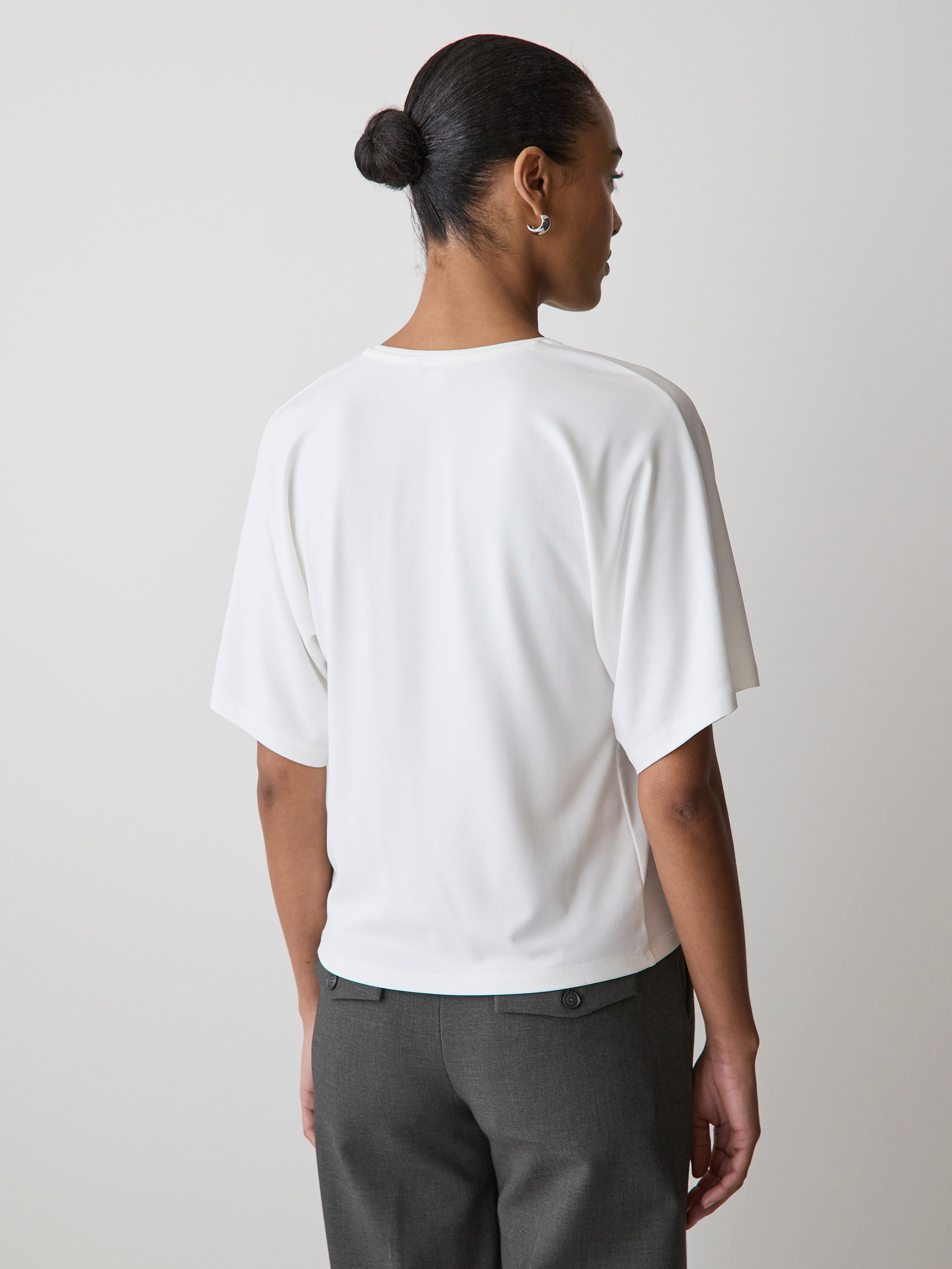 Short-Sleeve Crew-Neck Top with Pleated Detail rw&co On Sale