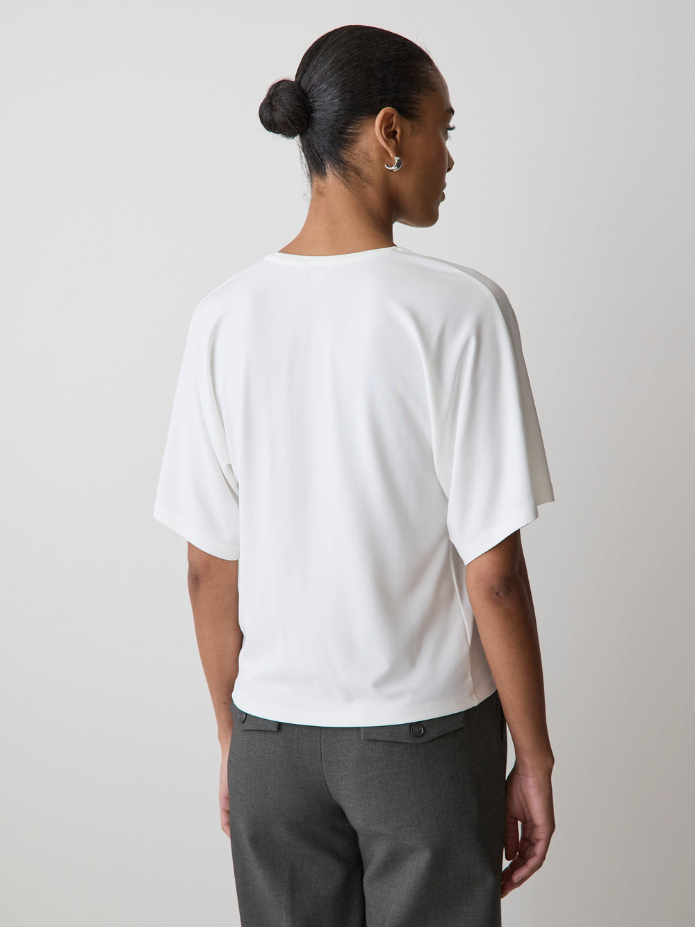 Short-Sleeve Crew-Neck Top with Pleated Detail rw&co On Sale