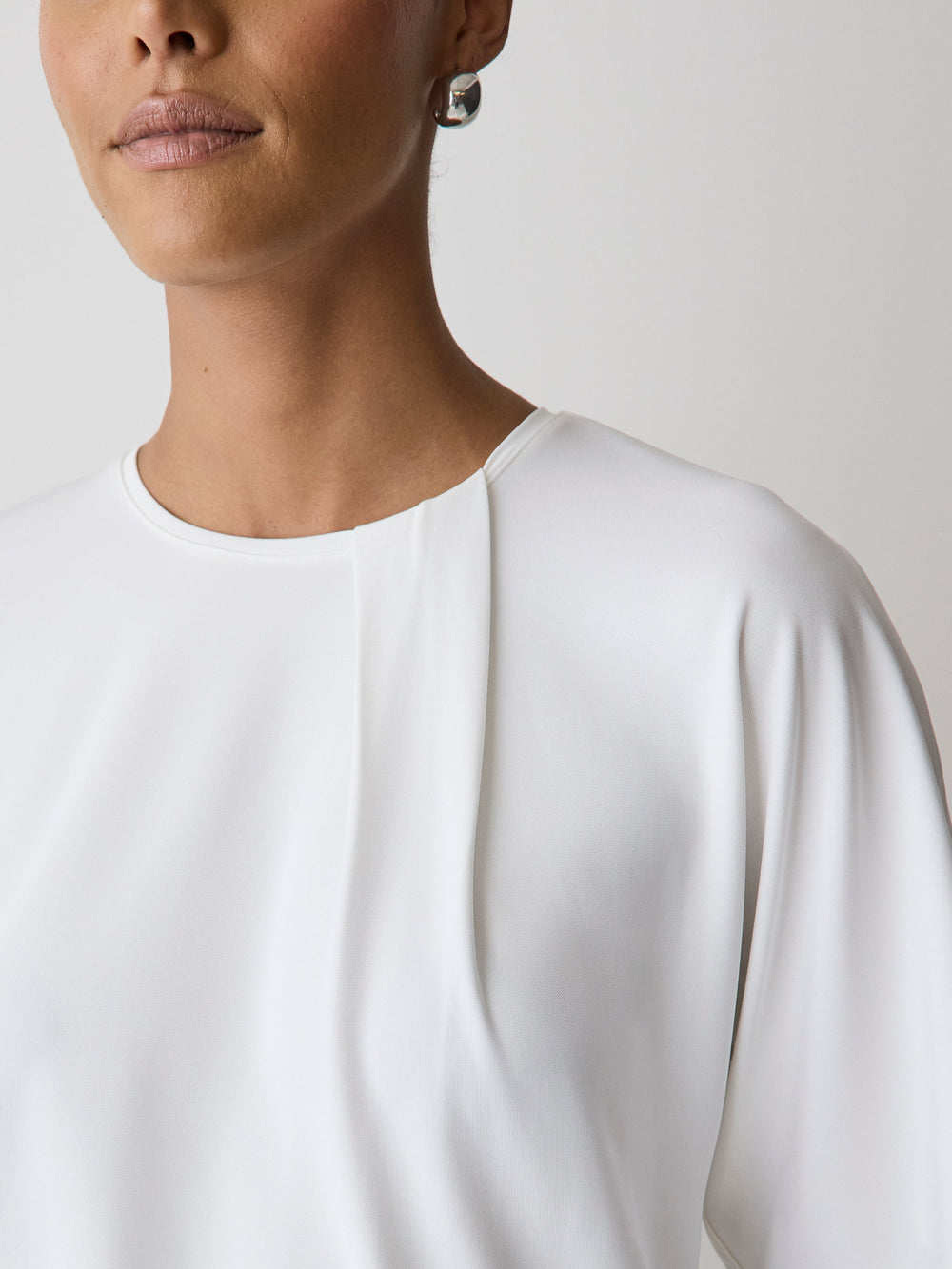 Short-Sleeve Crew-Neck Top with Pleated Detail rw&co On Sale