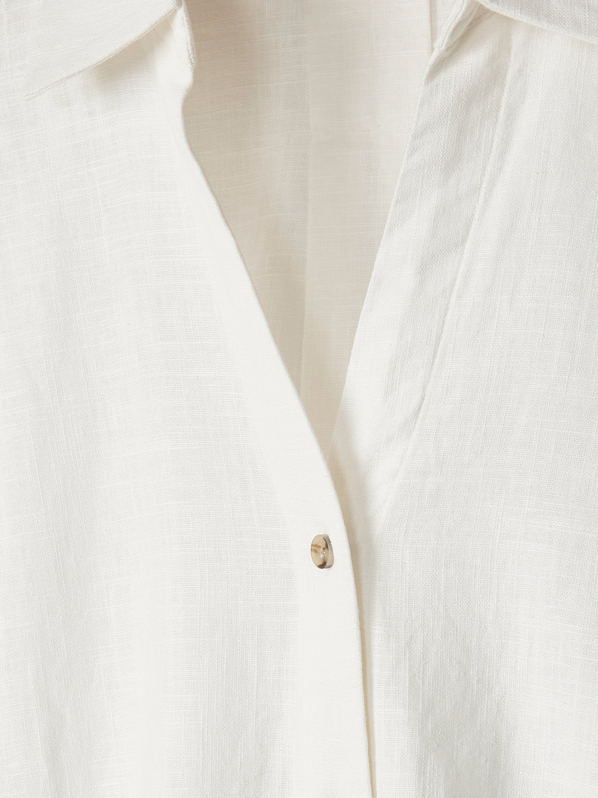 Linen-Blend Short-Sleeve Blouse with Shirt Collar rw&co On Sale