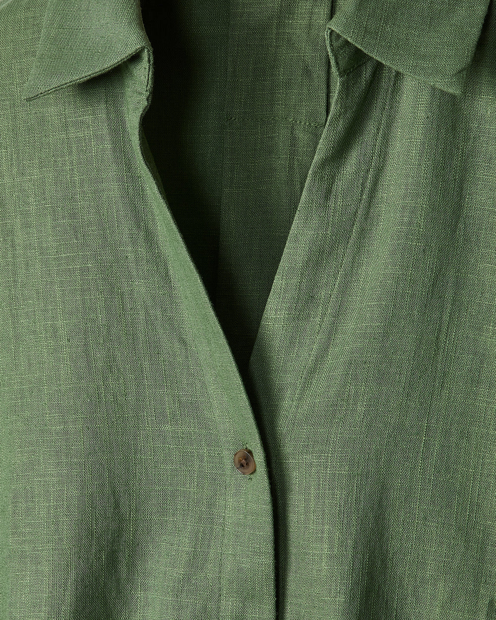 Linen-Blend Short-Sleeve Blouse with Shirt Collar rw&co On Sale