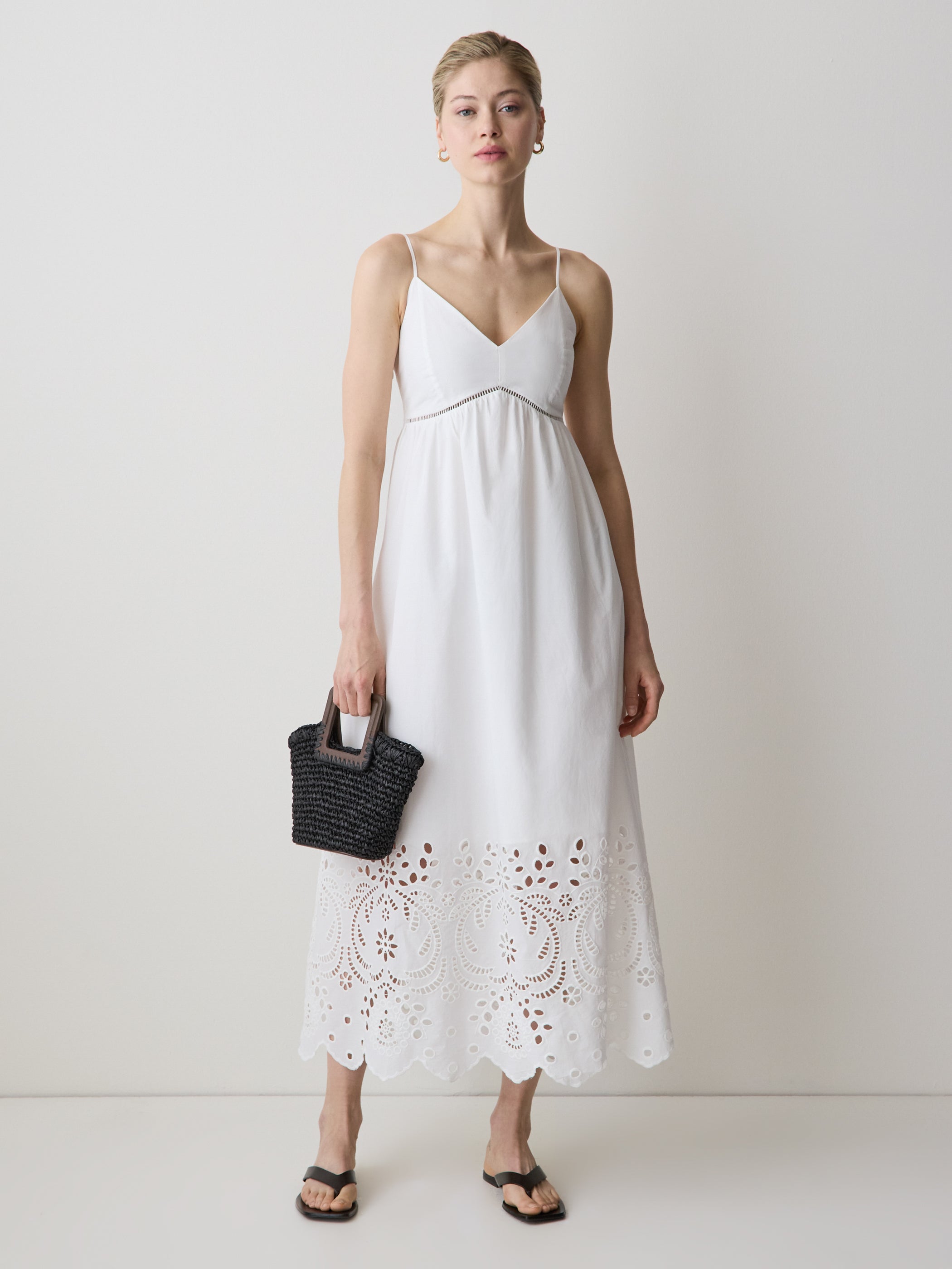 Sleeveless Sweetheart Maxi Dress with Eyelets rw&co On Sale