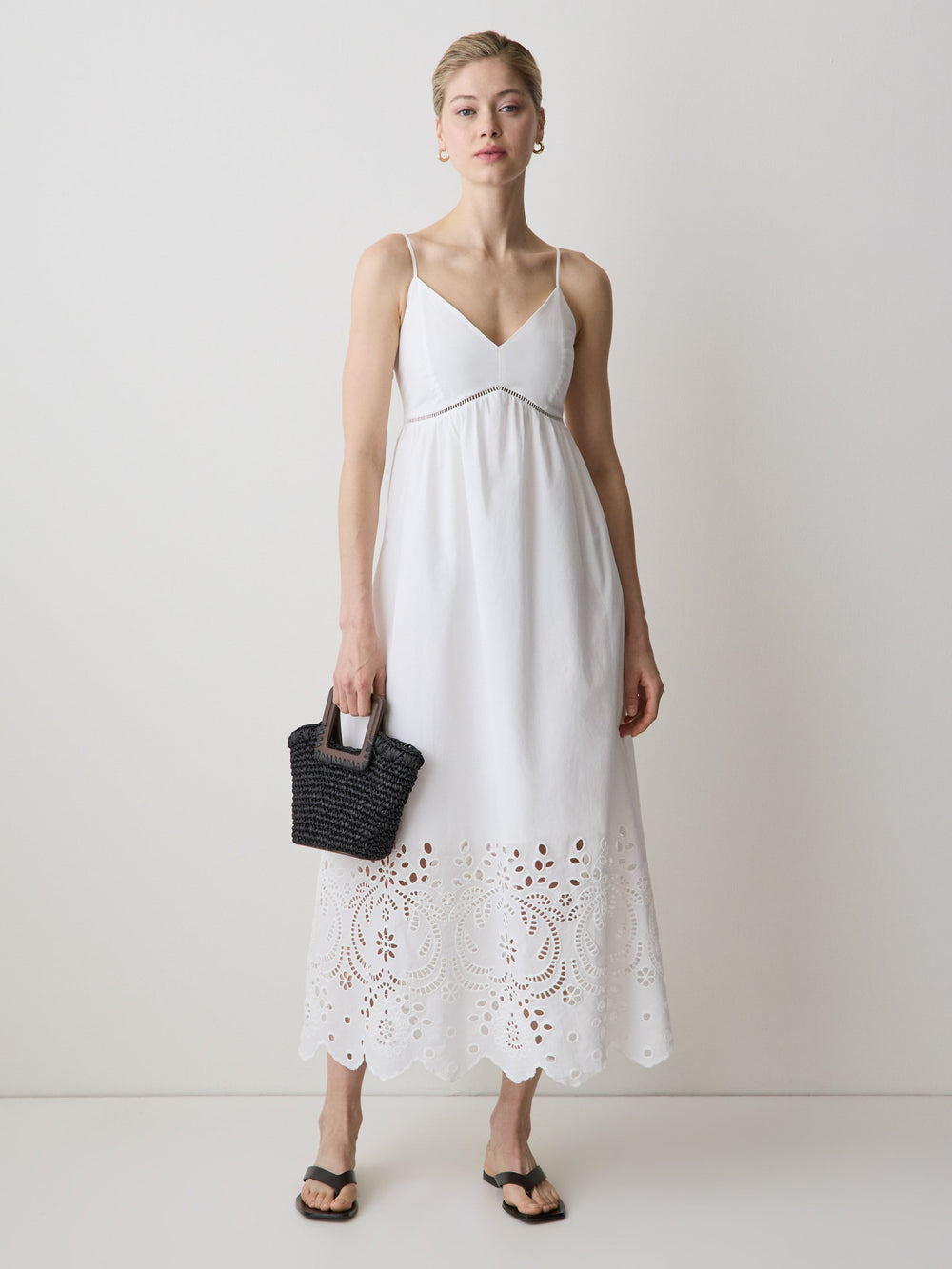 Sleeveless Sweetheart Maxi Dress with Eyelets rw&co On Sale