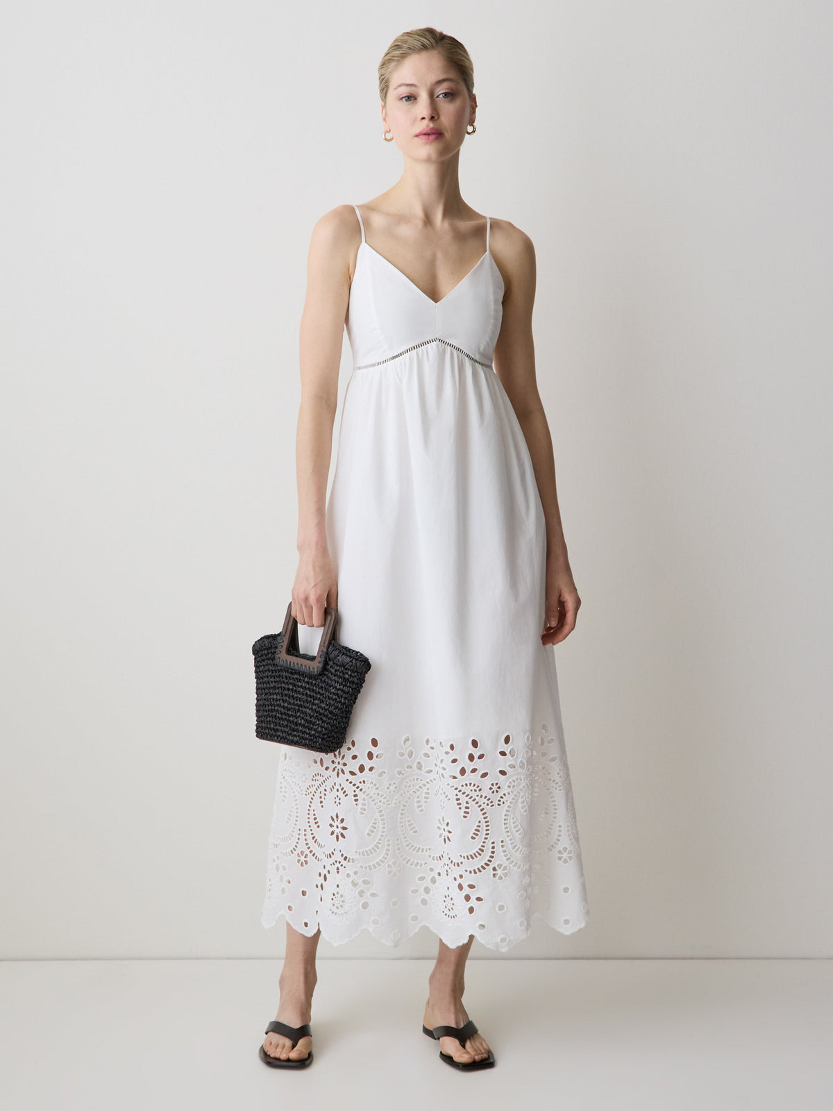 Sleeveless Sweetheart Maxi Dress with Eyelets rw&co On Sale