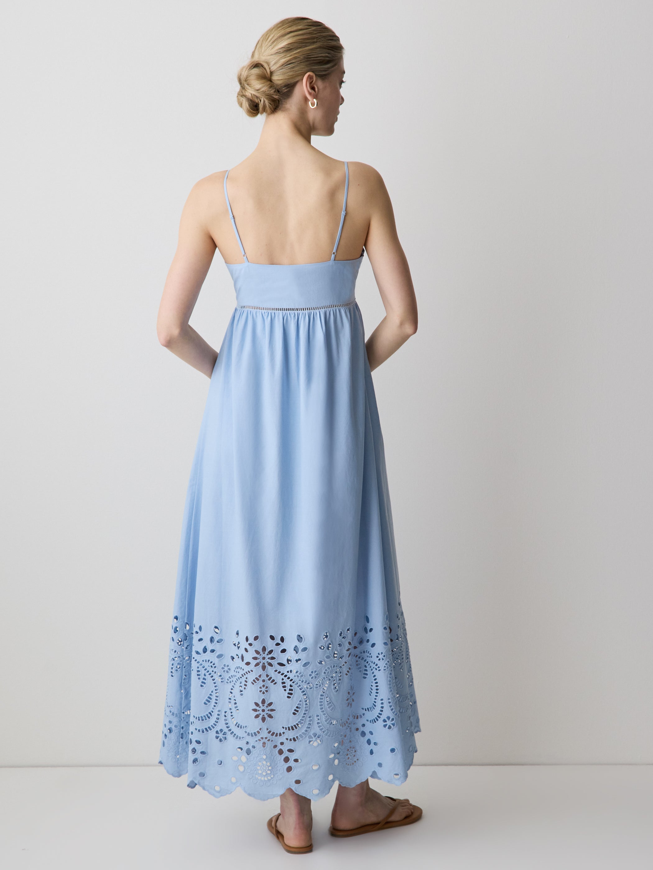 Sleeveless Sweetheart Maxi Dress with Eyelets rw&co On Sale