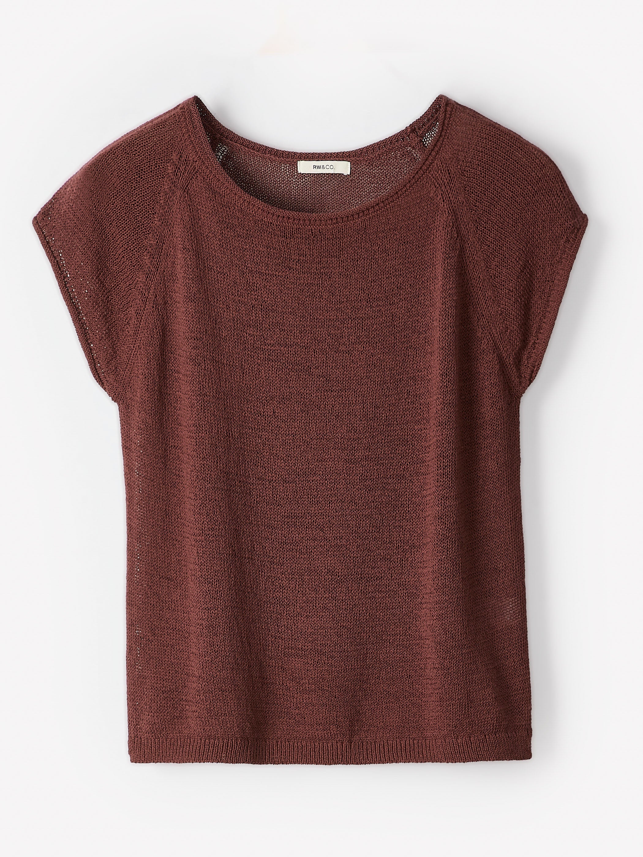 Cap-Sleeve Tape-Yarn Sweater rw&co Exclusive Sale Price