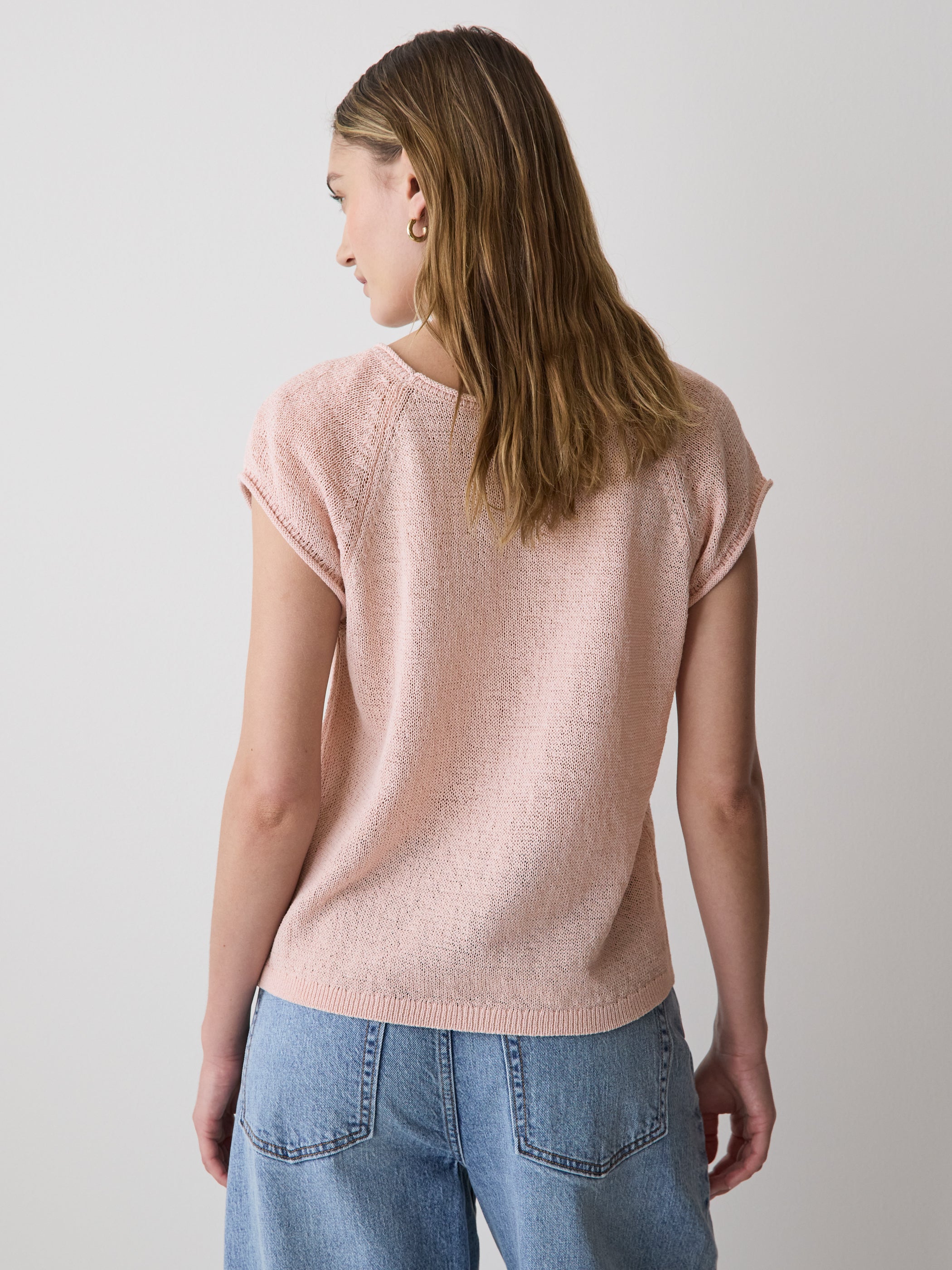 Cap-Sleeve Tape-Yarn Sweater rw&co Exclusive Sale Price