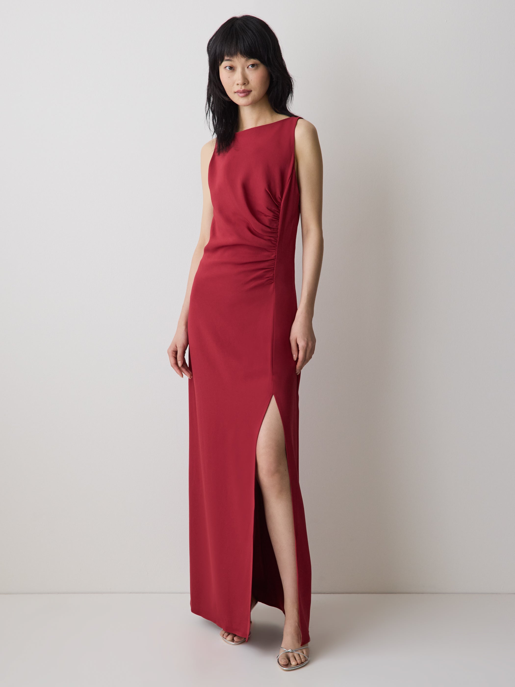 Sleeveless Boat-Neck Maxi Cocktail Dress rw&co Limited Time Discount