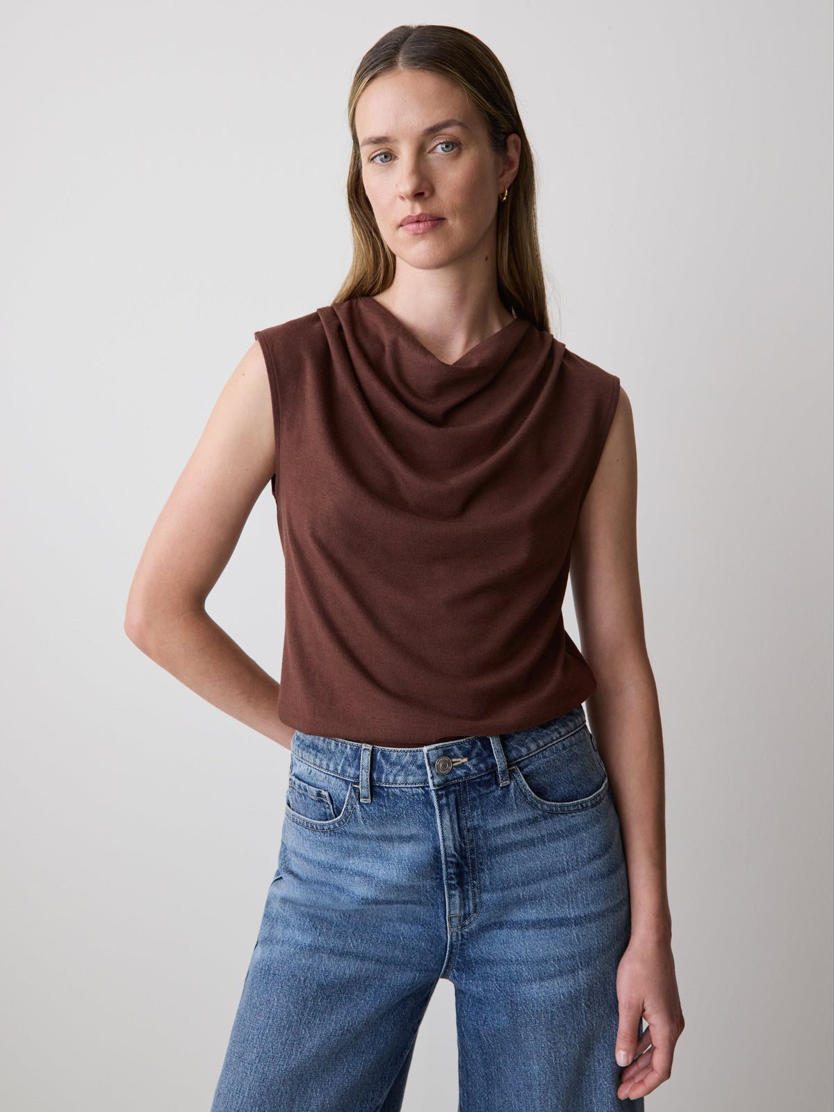 Sleeveless Top with Cowl Neckline rw&co Limited Time Discount