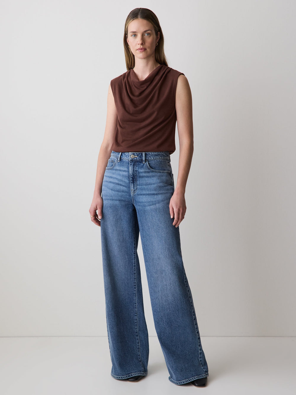 Sleeveless Top with Cowl Neckline rw&co Limited Time Discount