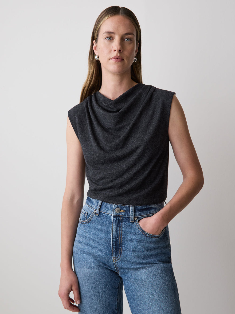 Sleeveless Top with Cowl Neckline rw&co Limited Time Discount