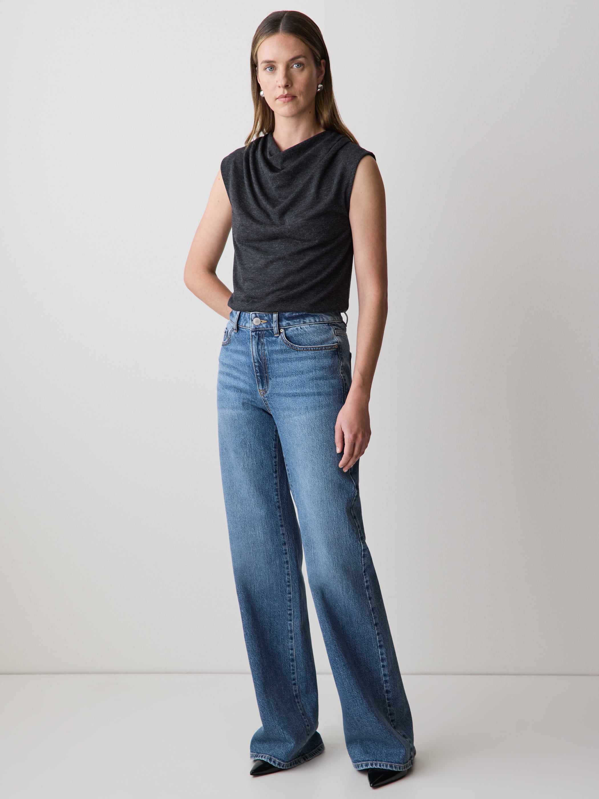 Sleeveless Top with Cowl Neckline rw&co Limited Time Discount