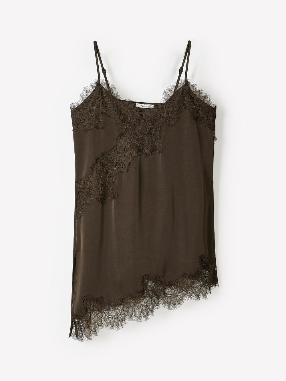 Sleeveless V-Neck Satin Blouse with Lace Trims rw&co Limited Time Discount