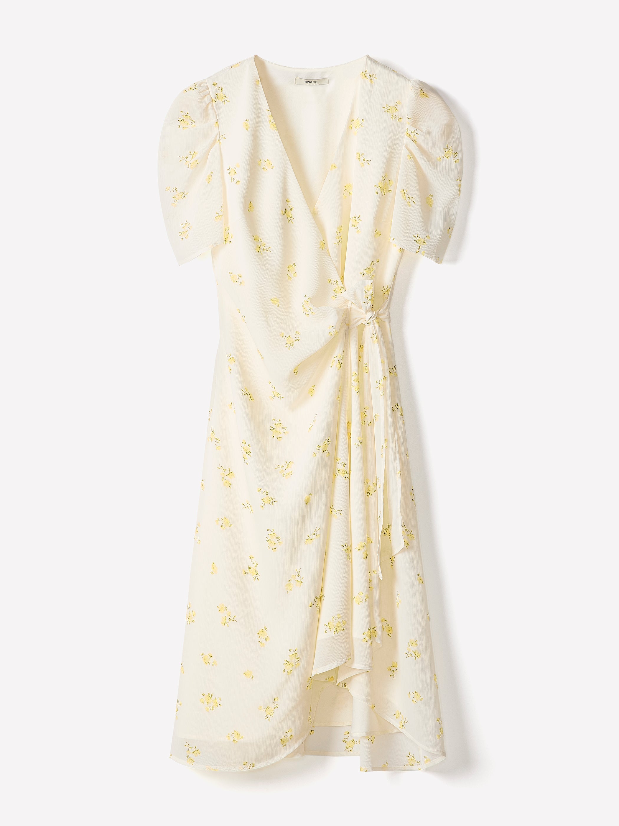 Short-Sleeve Chiffon Midi Dress with Lace Trim rw&co Special Offer