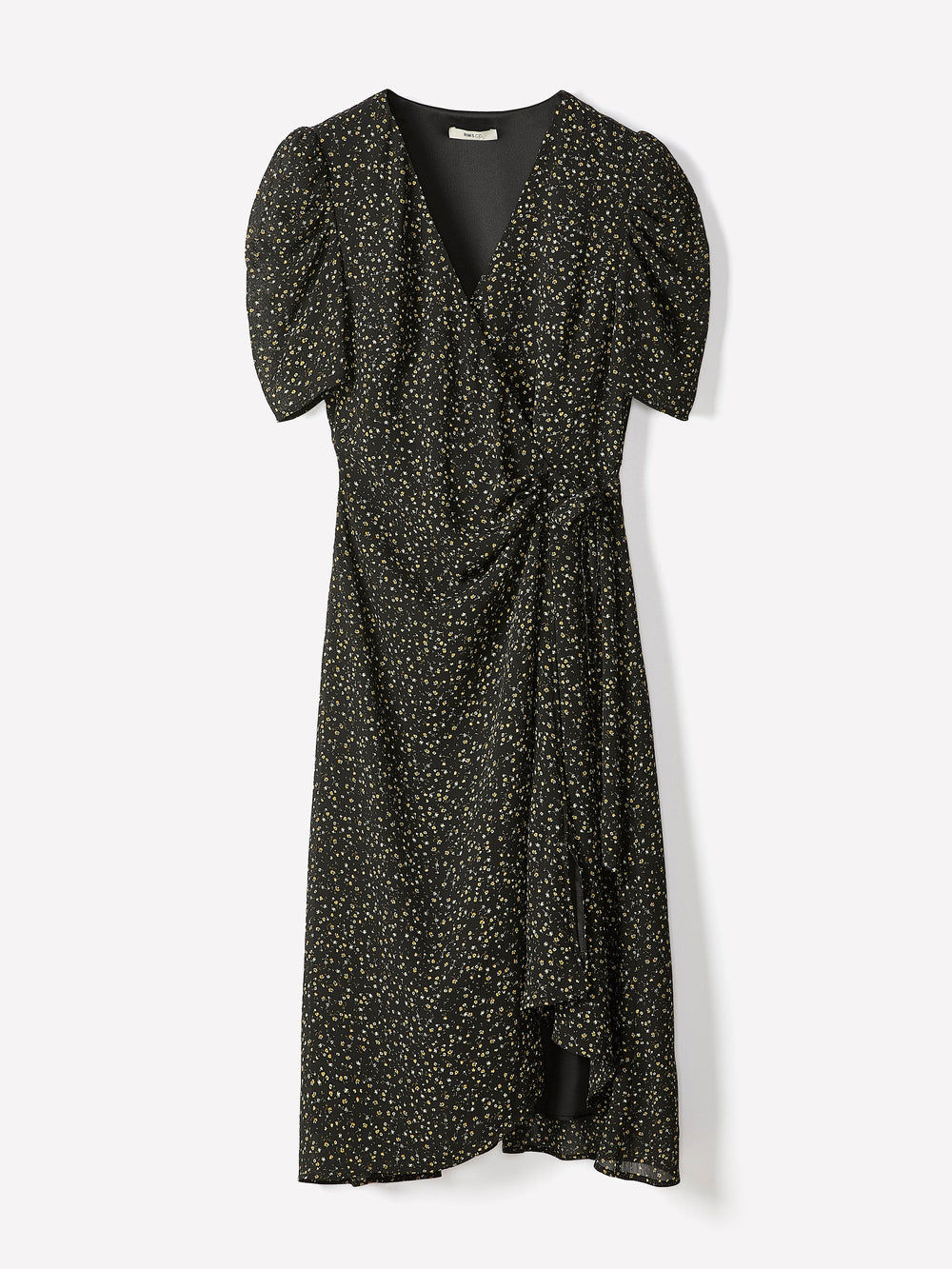 Short-Sleeve Chiffon Midi Dress with Lace Trim rw&co Special Offer