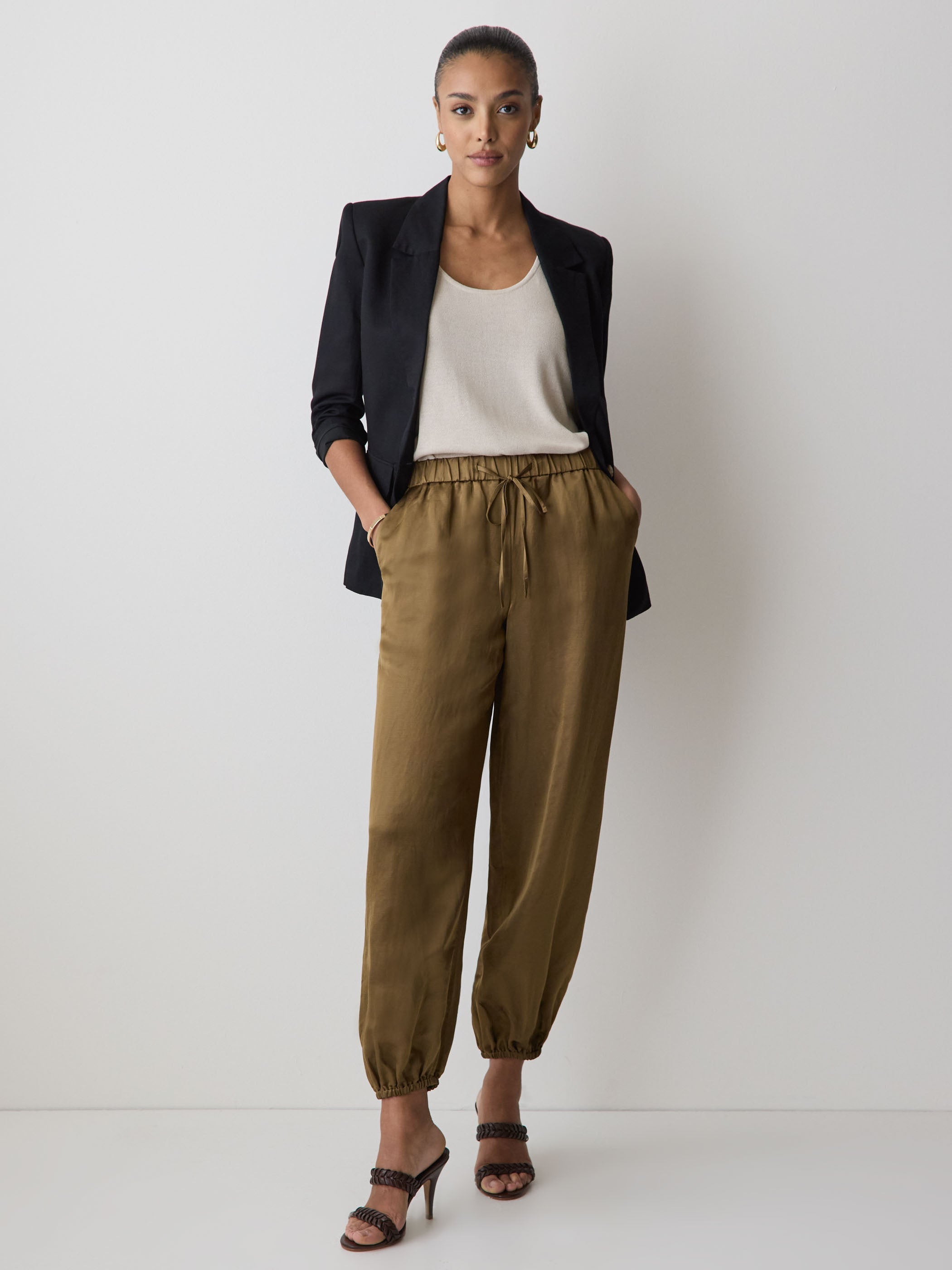 Satin High-Rise Balloon-Leg Pant rw&co Great Value Deal