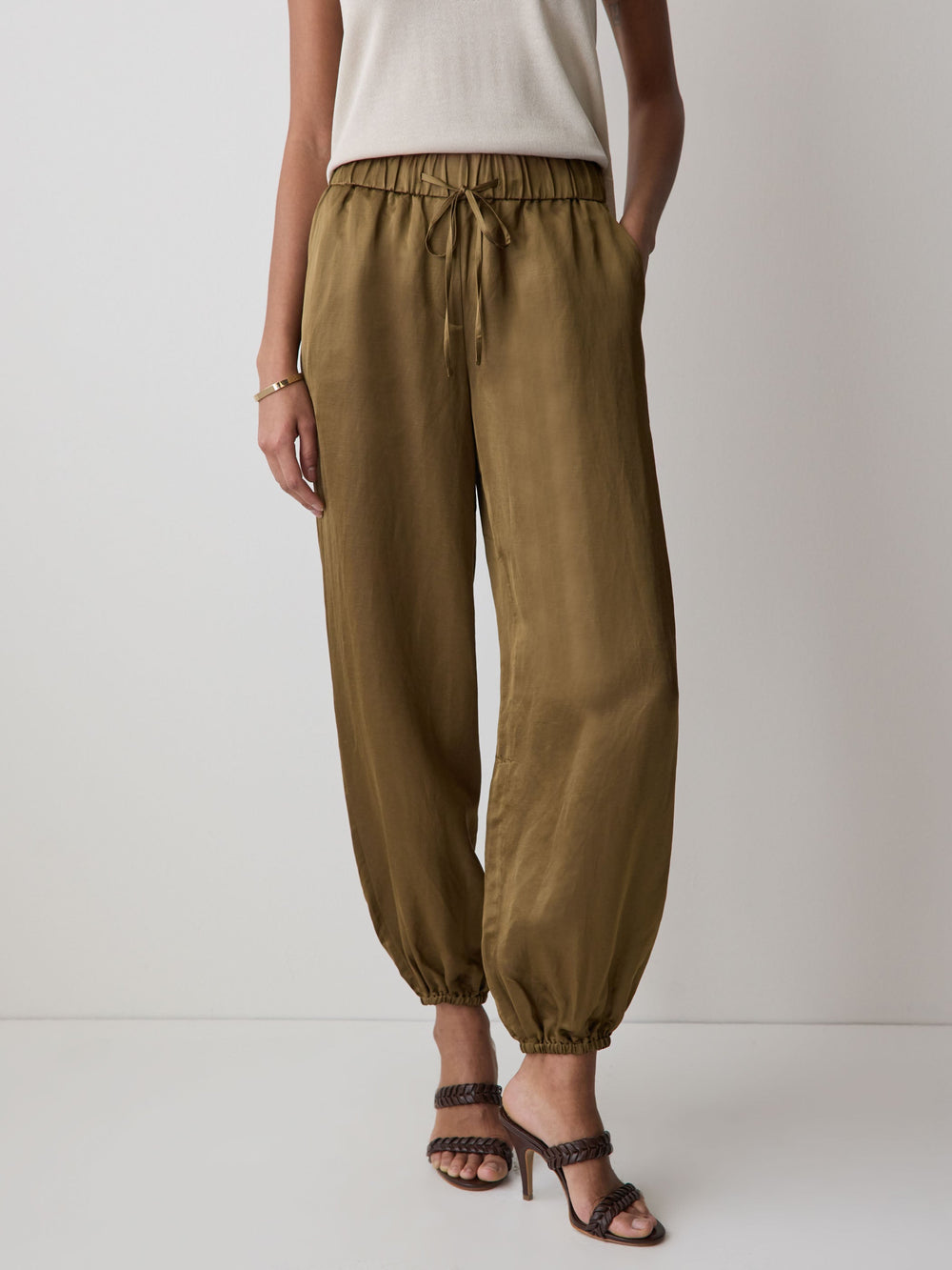 Satin High-Rise Balloon-Leg Pant rw&co Great Value Deal