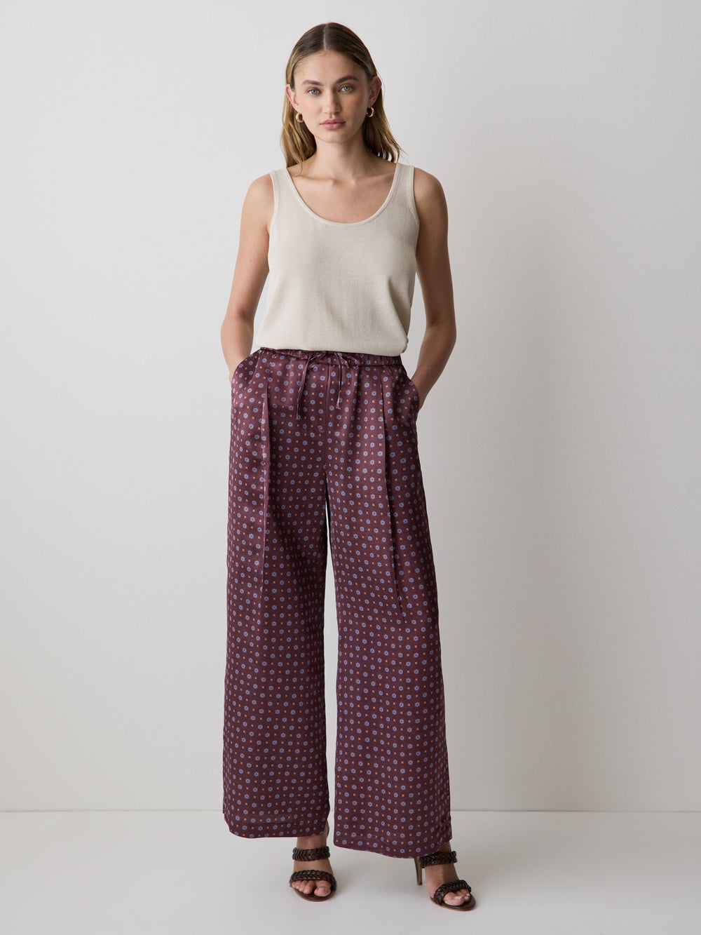 Pull-On Mid-Rise Wide-Leg Pant rw&co Limited Time Discount