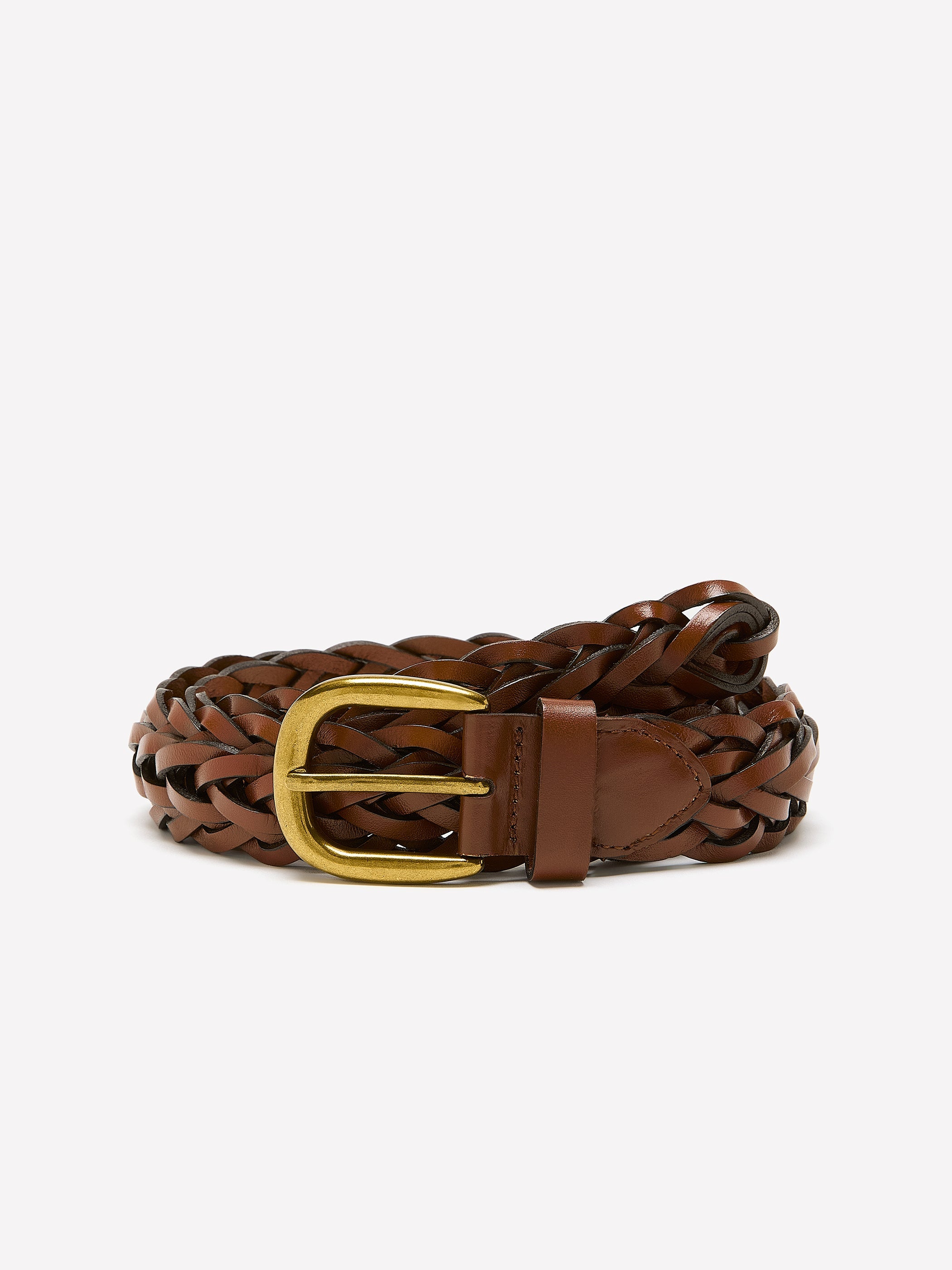 Braided Leather Belt with Metal Buckle rw&co Special Promo Price