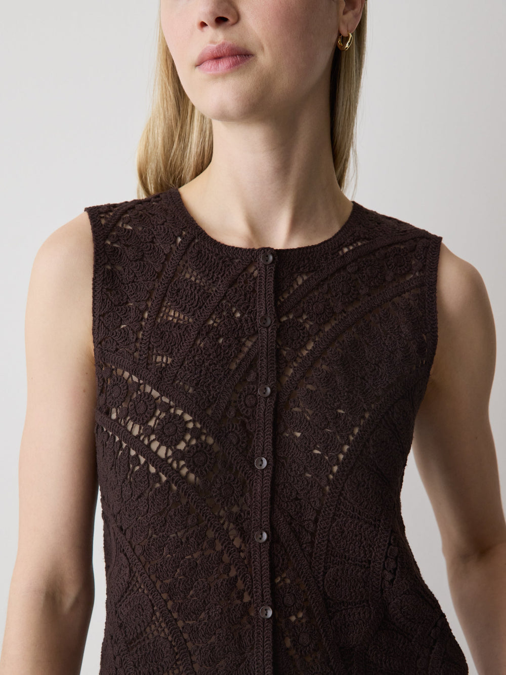 Buttoned-Down Crochet Tank Top rw&co Limited Time Discount