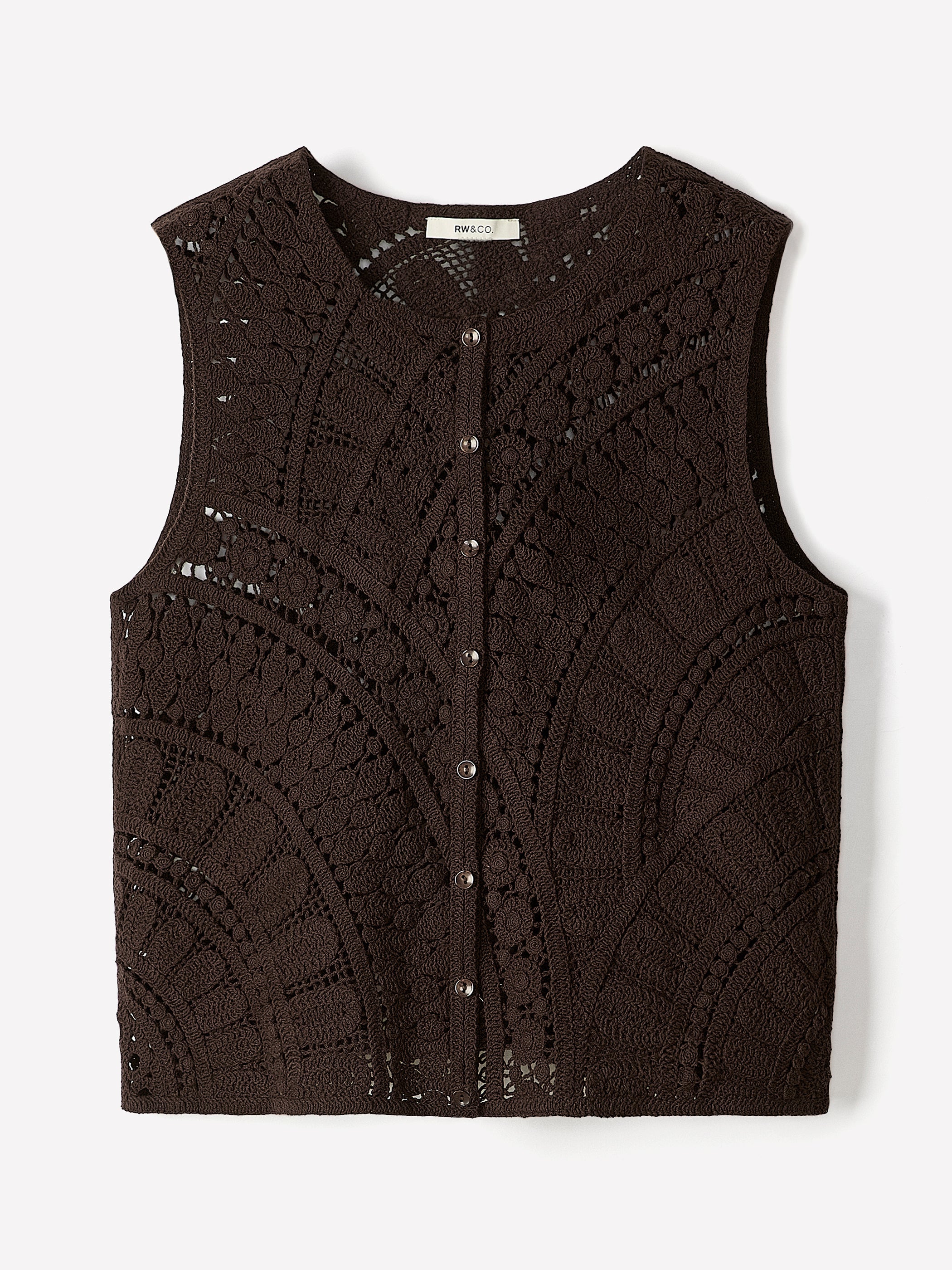 Buttoned-Down Crochet Tank Top rw&co Limited Time Discount