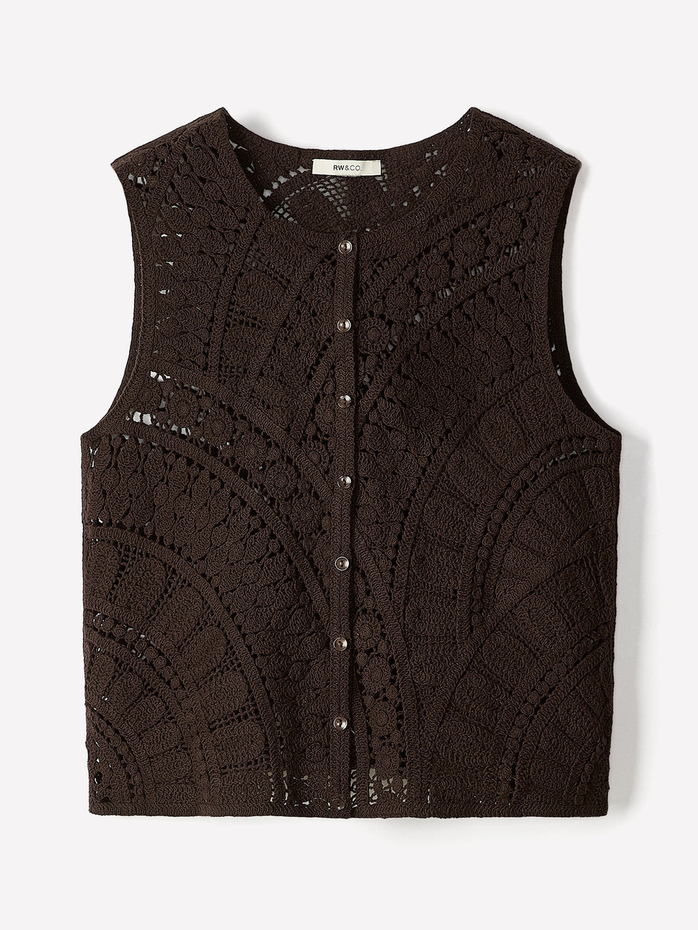 Buttoned-Down Crochet Tank Top rw&co Limited Time Discount