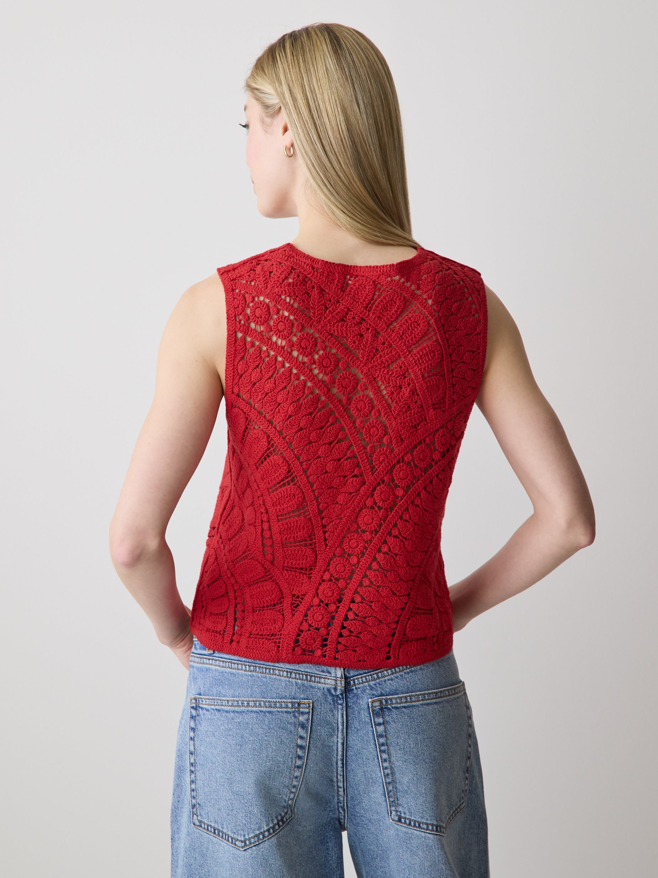 Buttoned-Down Crochet Tank Top rw&co Limited Time Discount