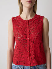 Buttoned-Down Crochet Tank Top rw&co Limited Time Discount