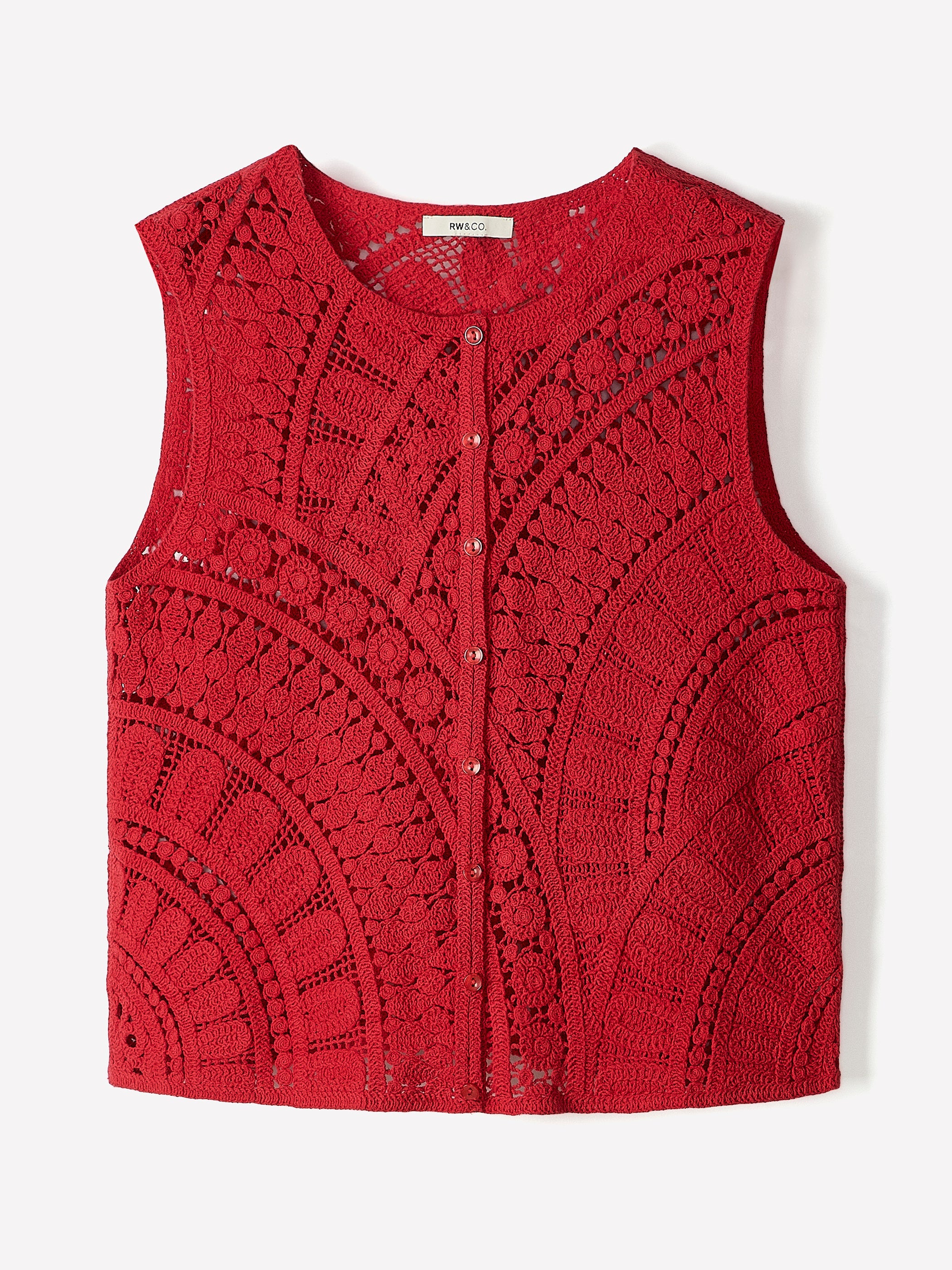 Buttoned-Down Crochet Tank Top rw&co Limited Time Discount