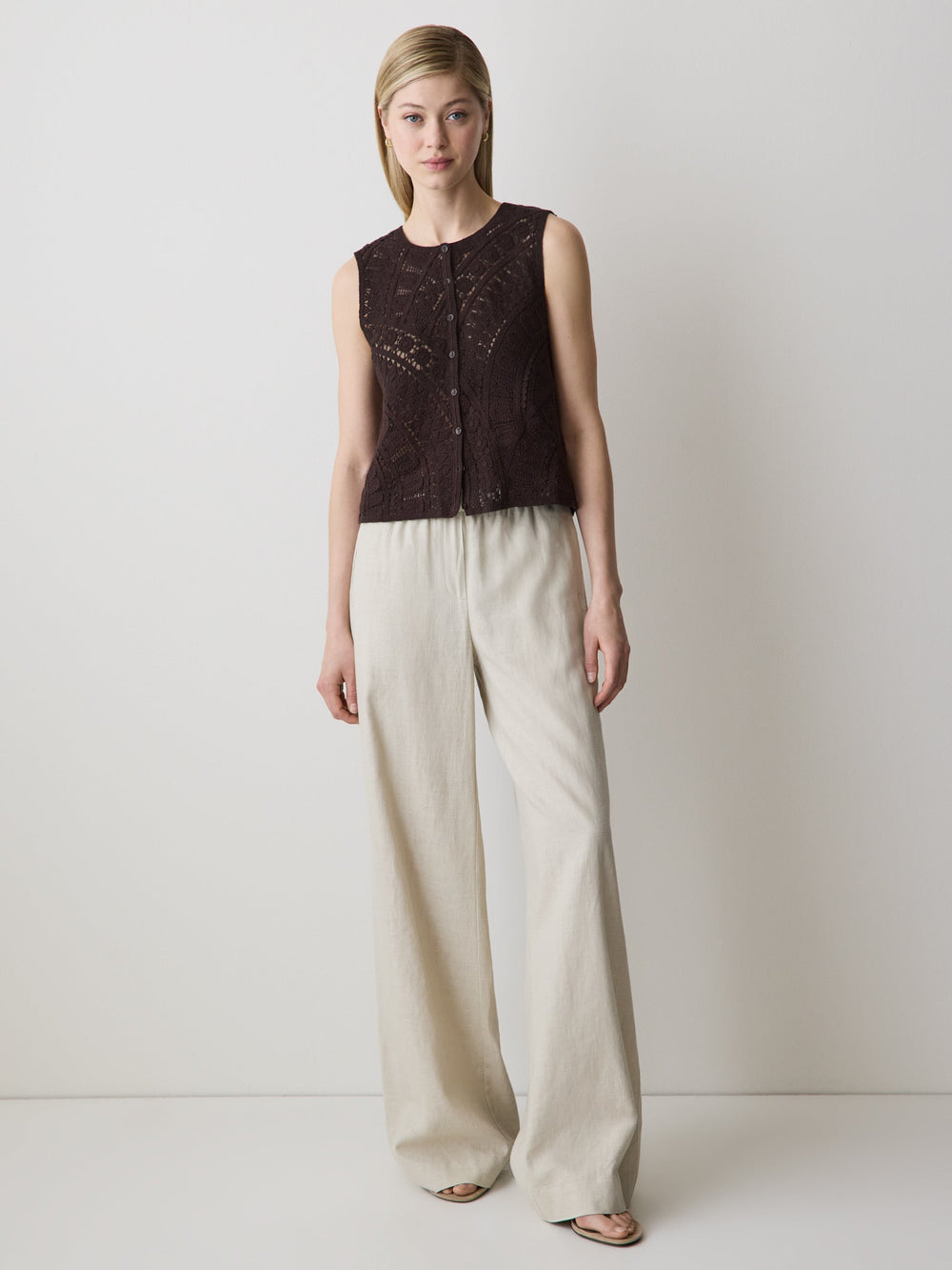 Buttoned-Down Crochet Tank Top rw&co Limited Time Discount