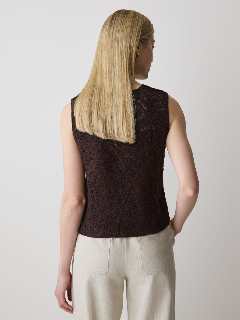 Buttoned-Down Crochet Tank Top rw&co Limited Time Discount
