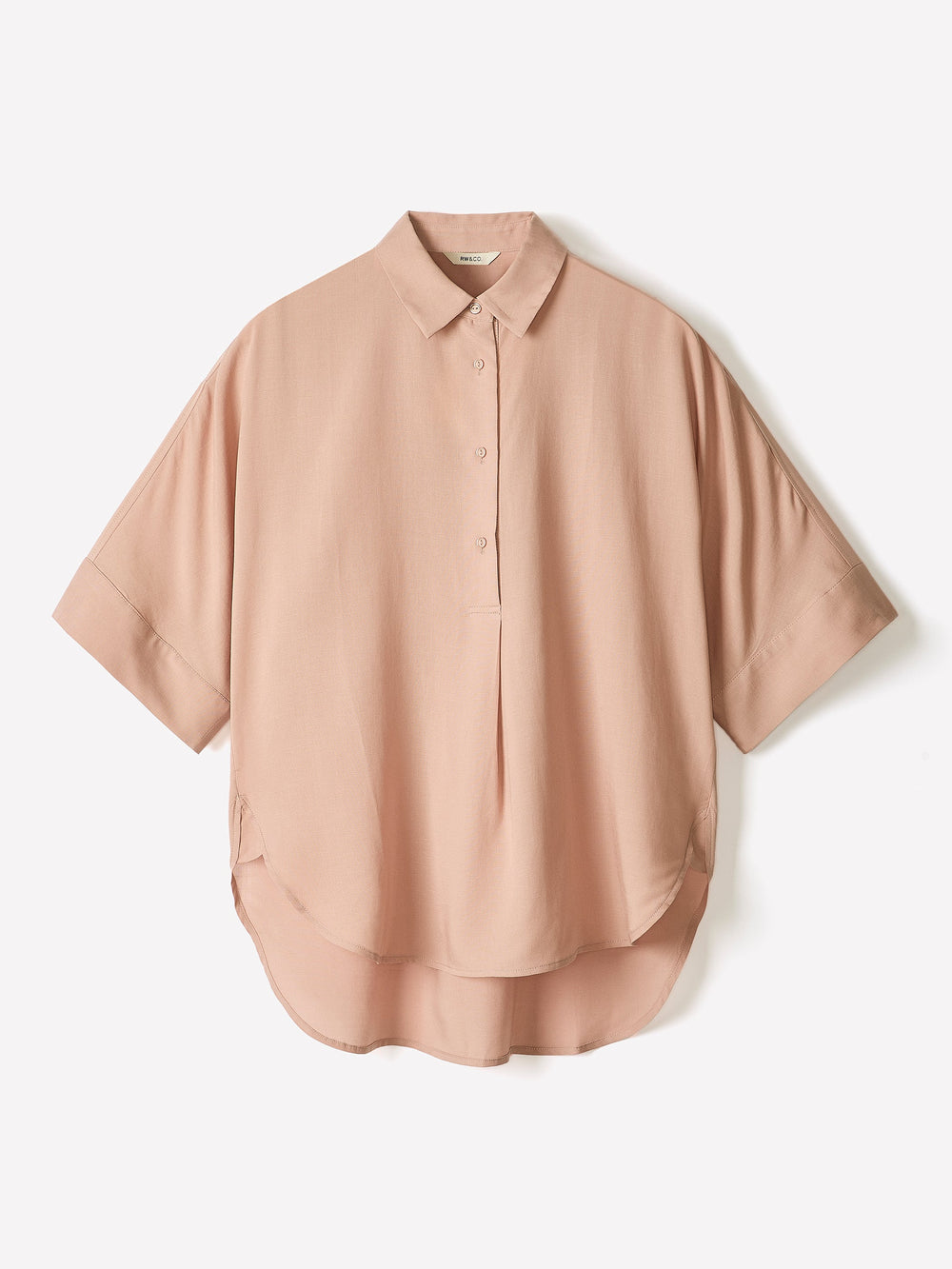 Short-Sleeve Blouse with Shirt Collar rw&co Limited Time Discount