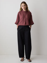 Short-Sleeve Blouse with Shirt Collar rw&co Limited Time Discount