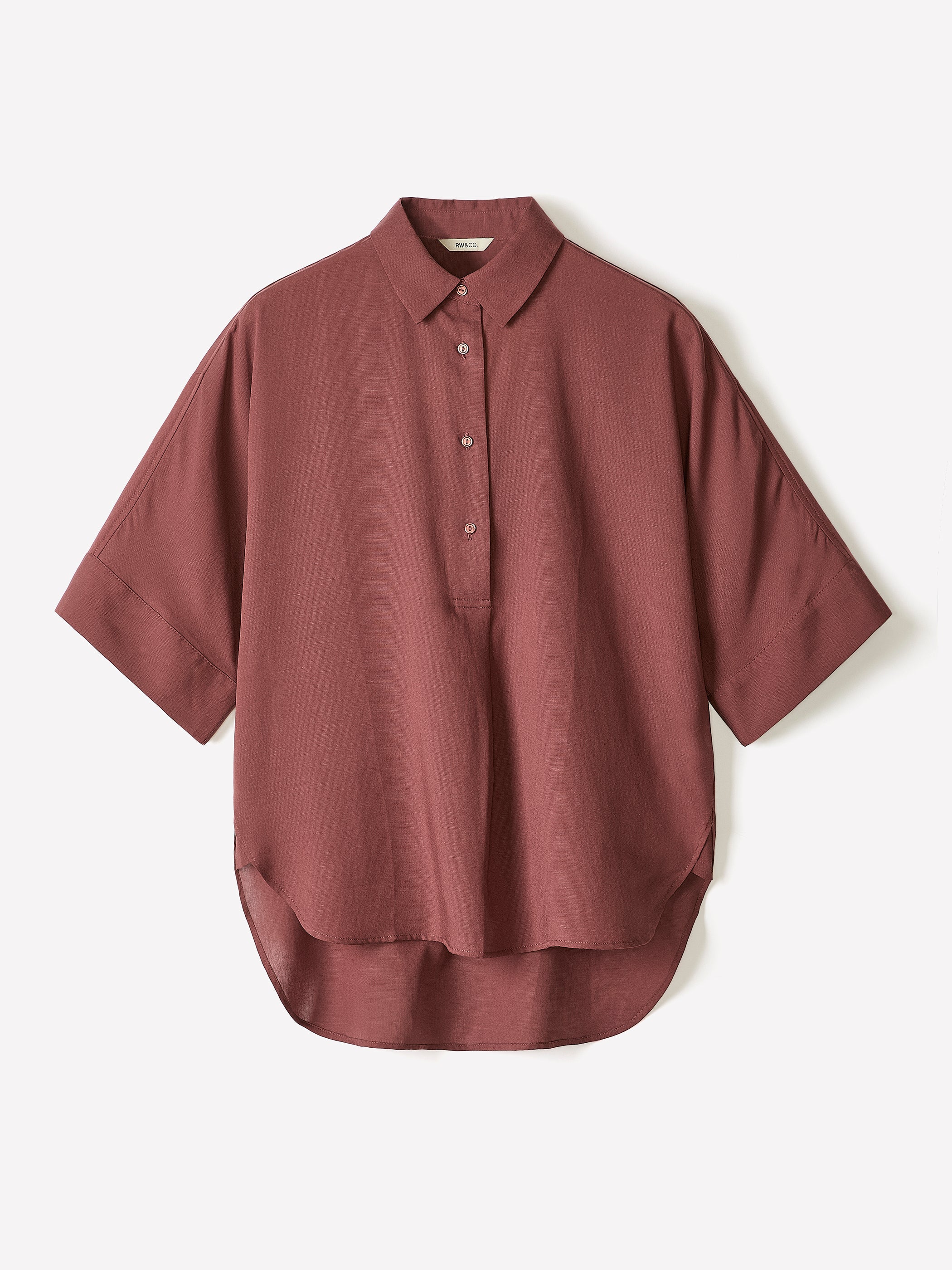 Short-Sleeve Blouse with Shirt Collar rw&co Limited Time Discount