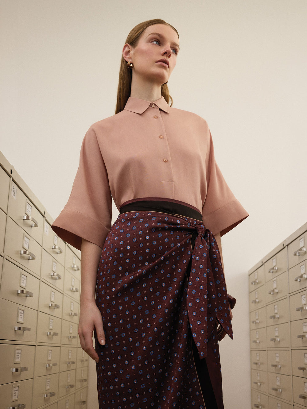 Short-Sleeve Blouse with Shirt Collar rw&co Limited Time Discount
