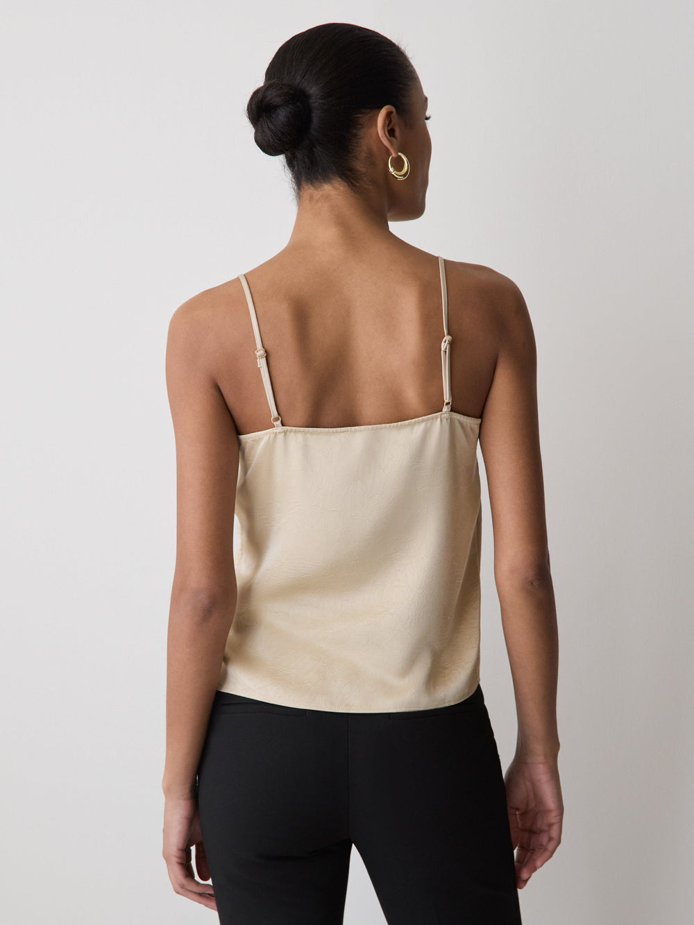 Sleeveless V-Neck Satin Blouse with Lace Trim rw&co Limited Time Discount