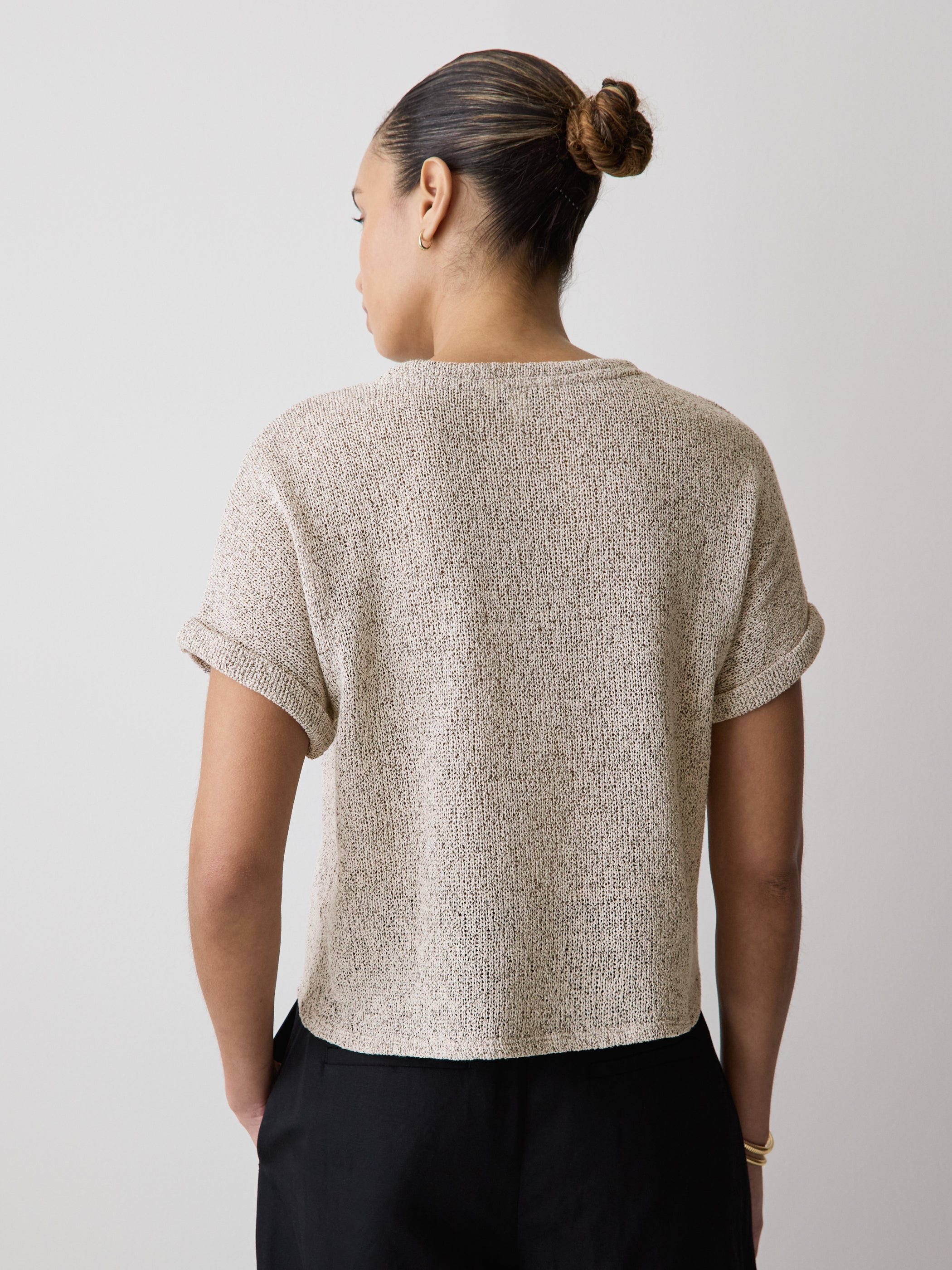 Extended-Sleeve Crew-Neck Relaxed-Fit Top rw&co Great Value Deal